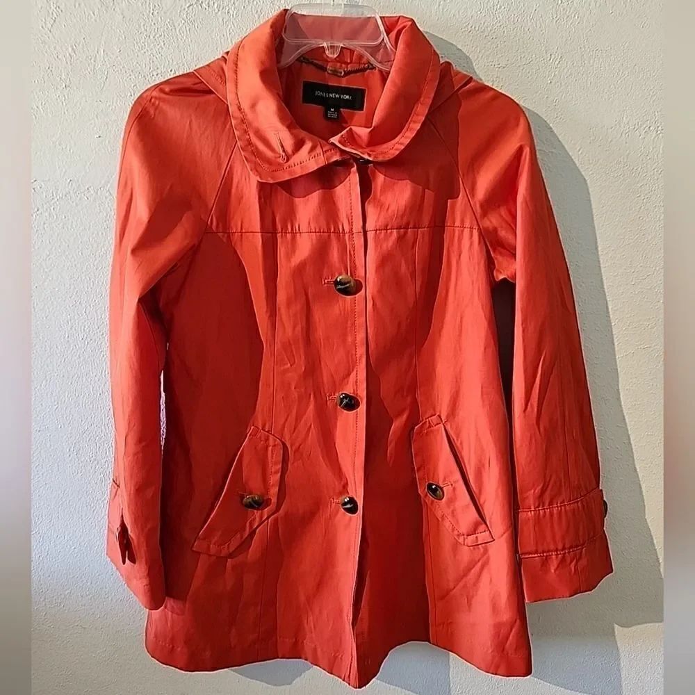 JONES NEW YORK Women's Button Up Jacket Blazer Lined Orange Fall Sz M
